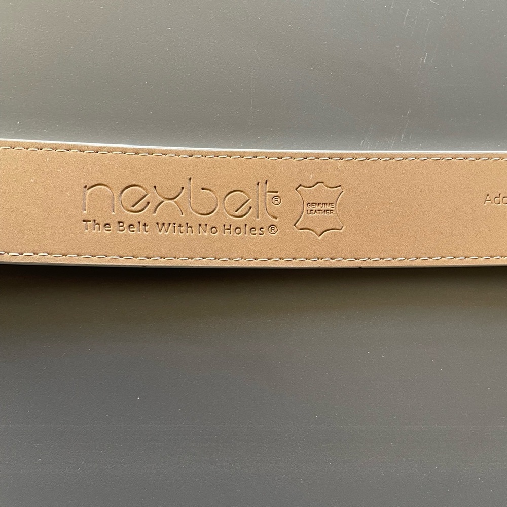 Nexbelt Ratchet Leather belt White w Silver Hardware 25-32 - Picture 5 of 6